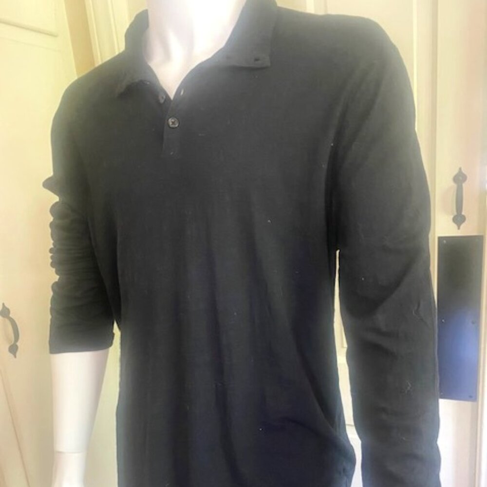 Men's John Varvatos Knit Henley Navy Shirt XL